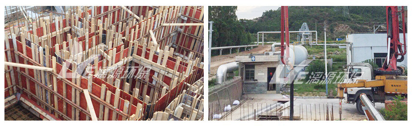 珠?；U水處理工程土建施工現(xiàn)場